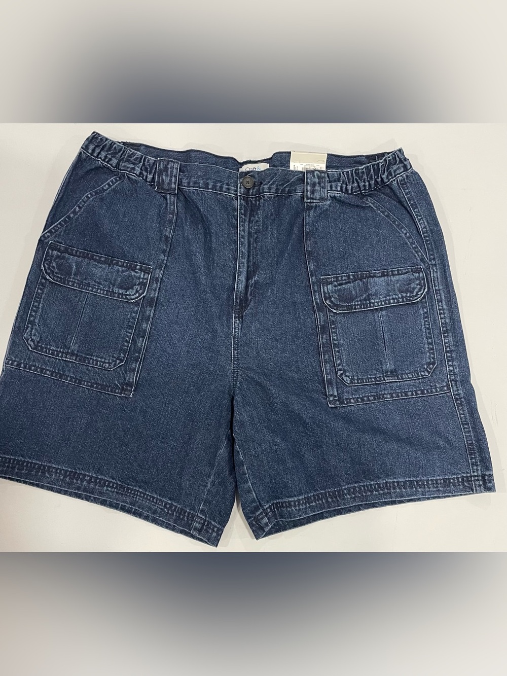 New men’s Croft & Barrow elastic side denim cargo shorts 42